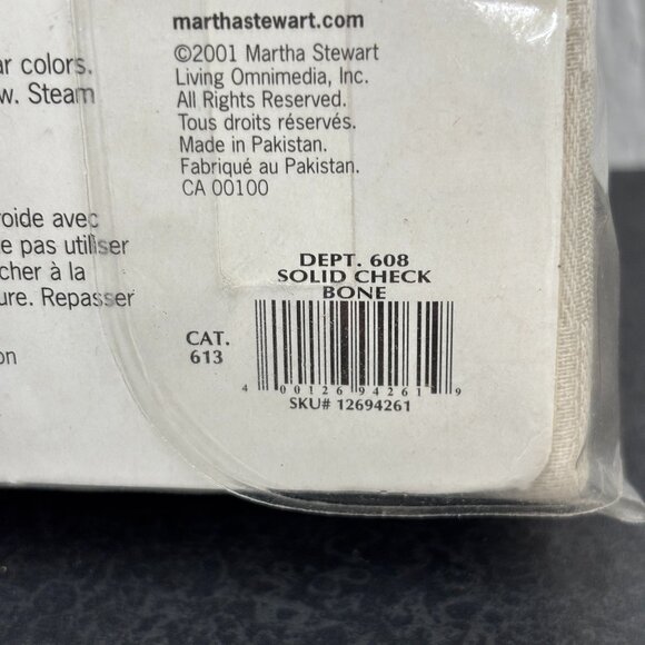 Martha Stewart Everyday VTG Cotton Tablecloth Solid Check Bone NOS Unopened - Picture 5 of 8